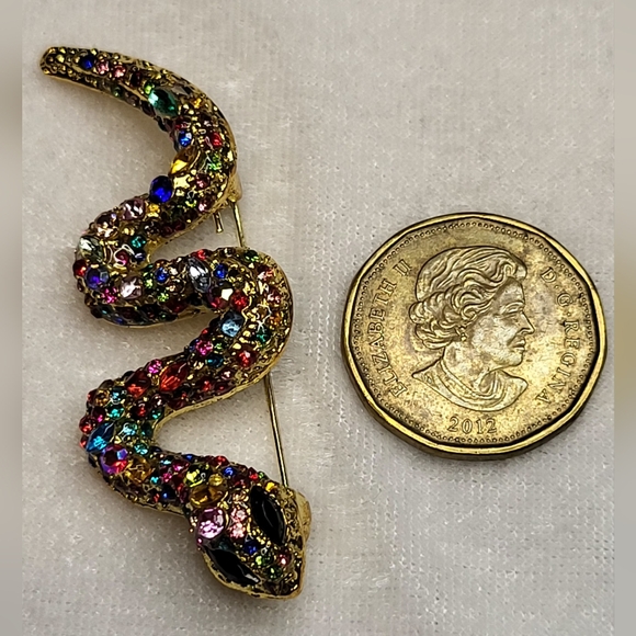 New Colorful Rhinestone Snake Brooch / Pin - Picture 3 of 3